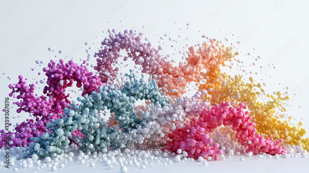 Poster dna helix 3d illustration. mutations under microscope. decoding genome. virtual modeling of chemical