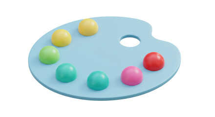 Isolated 3D Artist's Palette with Colorful Paintballs