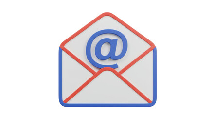 Isolated Mail Envelope with At Symbol