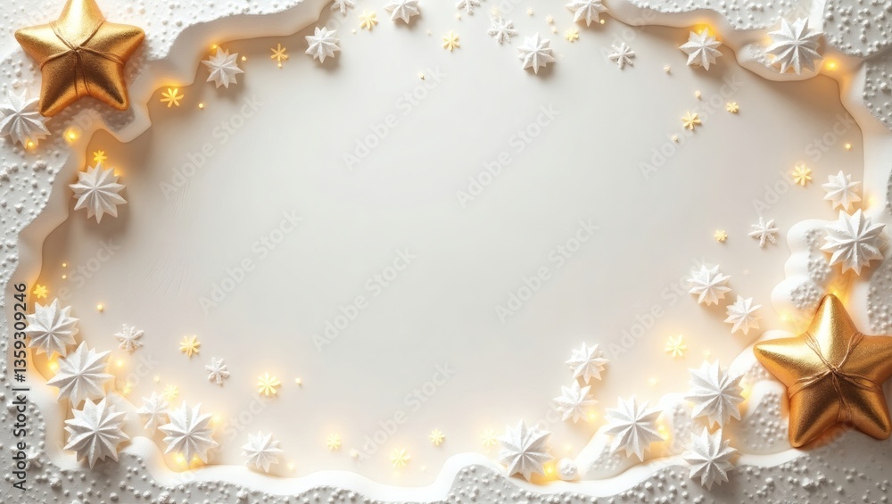 Poster a festive frame decorated with gold stars and other embellishments, perfect for special occasions. t