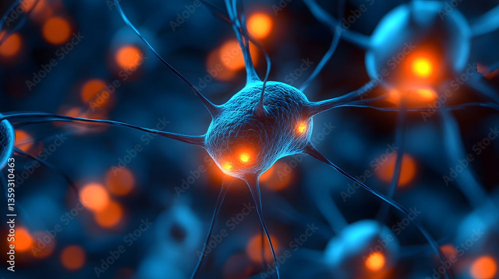 Poster neural network: an intricate view into the world of neuroscience, illustrating interconnected neuron