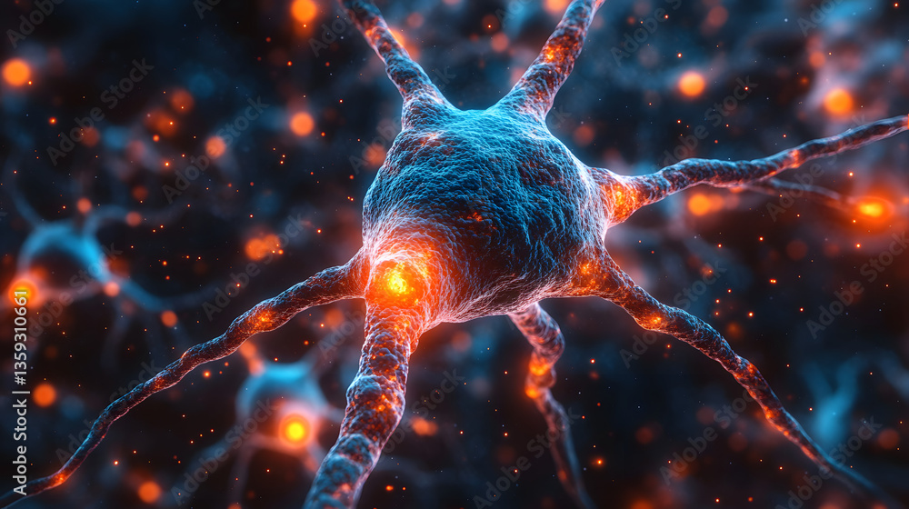 Aufkleber neural network: a captivating and intricate depiction of a neuron, rendered in a mesmerizing blend o