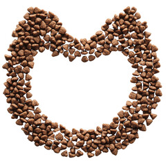 Obraz premium Unique heart shape made from roasted coffee beans artfully arranged on a rustic wooden surface for coffee lovers white isolate background