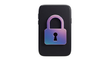 Isolated Smartphone with Holographic Padlock Security Icon