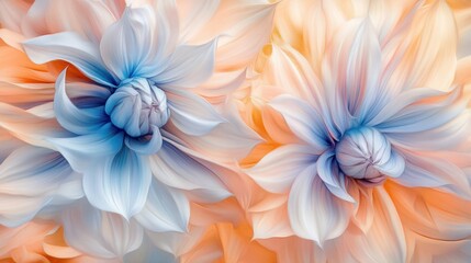 Two large flowers showcasing pastel colors and delicate layered petals
