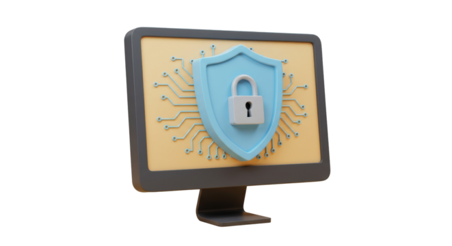 Isolated Computer Screen with Shield Security