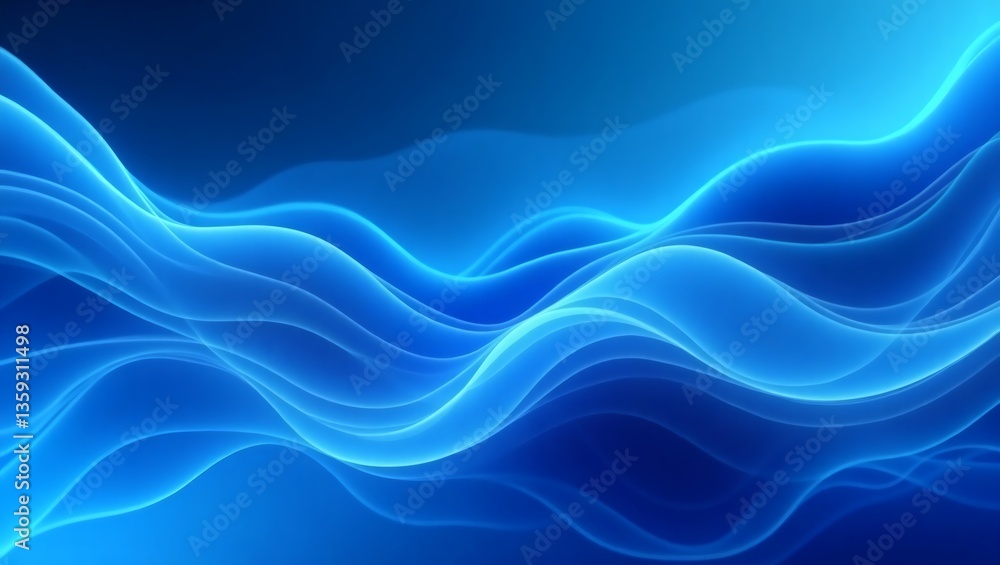 Poster abstract blue wavy lines, creating a sense of movement and flow. the curves and gradients of the blu