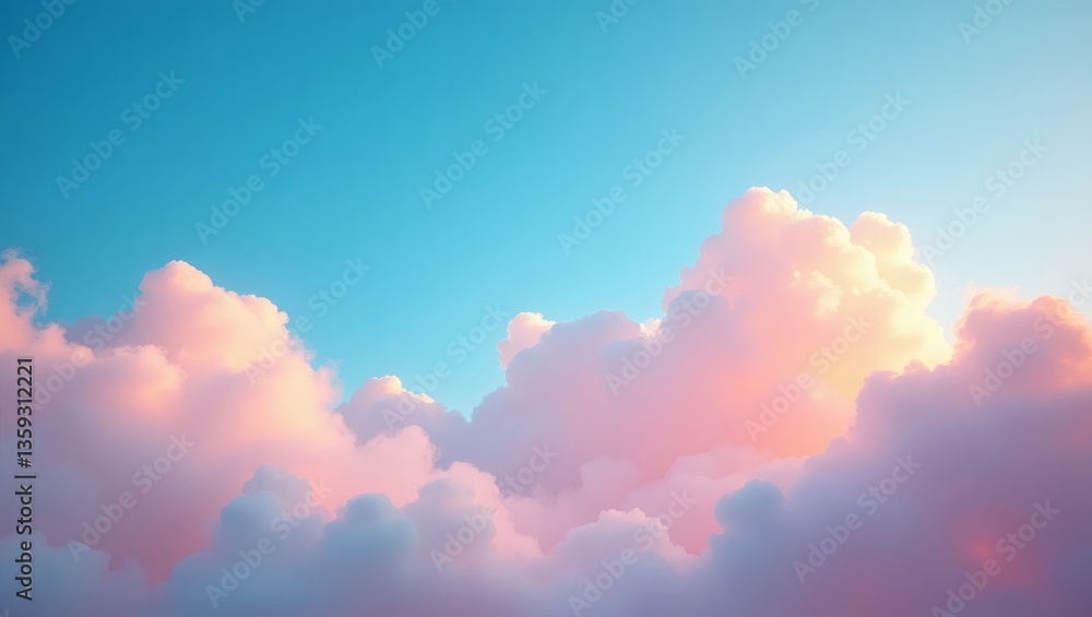 Poster a beautiful sky with soft pink clouds, creating a serene atmosphere