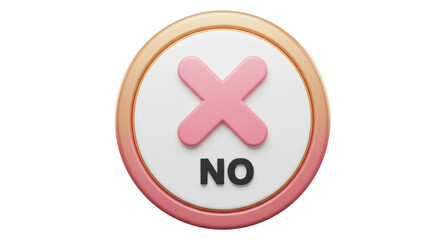 Isolated No Symbol with Cross Sign and Text