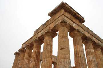ruined ancient temple in selinunte in sicily in italy