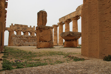 ruined ancient temple in selinunte in sicily in italy