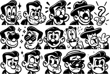 Set of funny cartoon animal faces