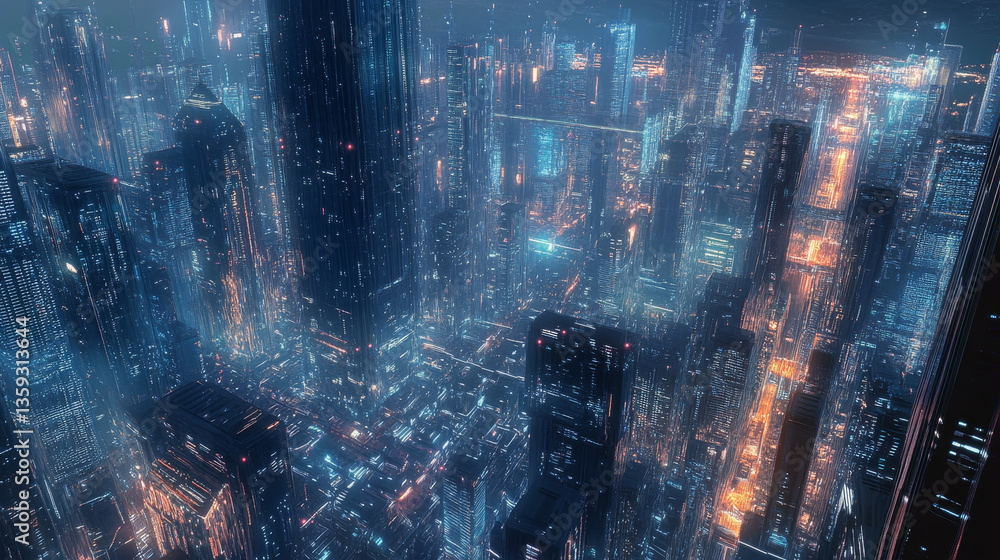 Aufkleber abstract tech background 3d illustration. information stream in era big data. futuristic smart commu