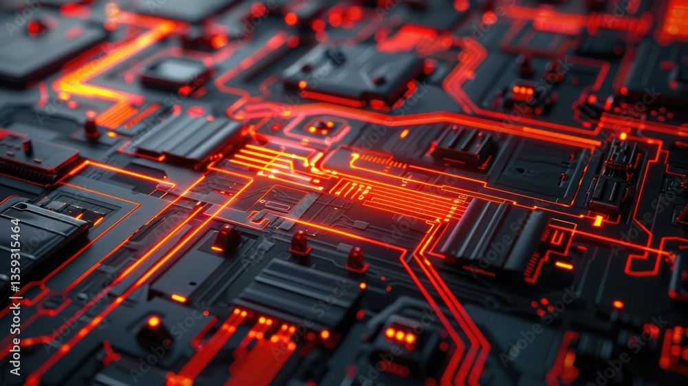 Poster abstract of digital shape or line and technological cyber style particle design connect in surreal e