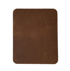 Brown leather mouse pad isolated on white background