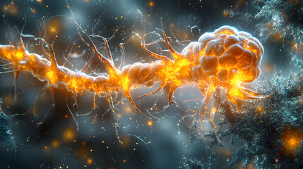 Cosmic Neural Pathways: A striking visual representation of neural pathways within a cosmic setting, showcasing intricate networks of neurons with vibrant, glowing energy