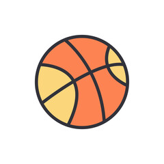 Basketball colored icons, minimalist vector illustration ,simple transparent graphic element .Isolated on white background
