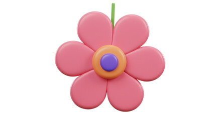 Isolated Pink Flower with Orange and Purple Center
