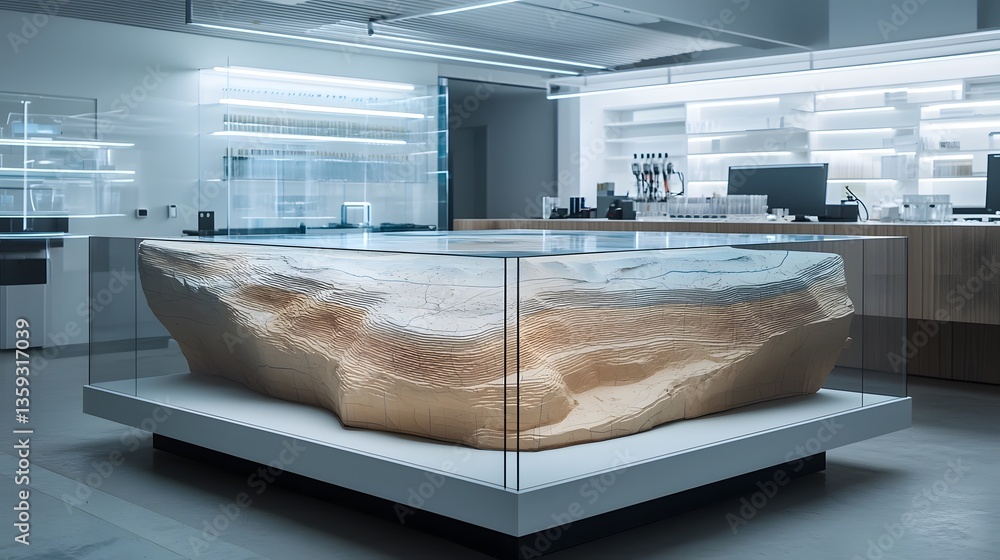 Leinwandbilder a holographic display showcasing advanced 3d geological mapping technology in a modern minimalist sc