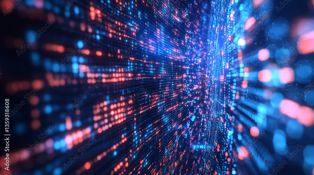 Poster abstract tech background 3d illustration. information stream in era big data. futuristic smart commu