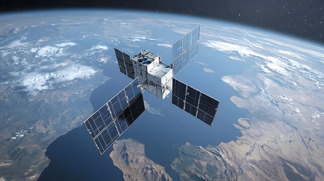 A satellite based synthetic aperture radar SAR system capturing and analyzing data to track and monitor the movements of tectonic plates across the Earth s surface