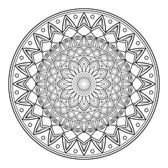 Geometric mandala design with black and white background