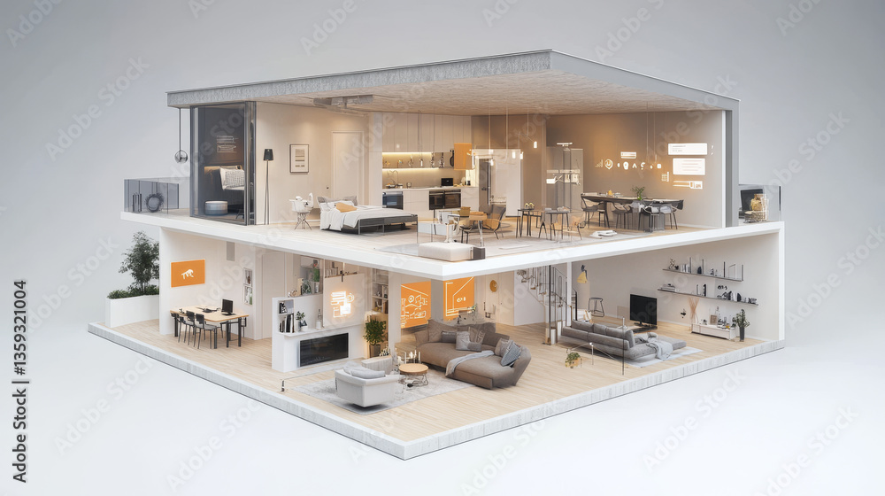 Poster smart home. wireless technologies of future 3d illustration. artificial intelligence and big data. i