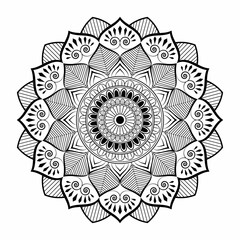 Geometric mandala design with black and white background