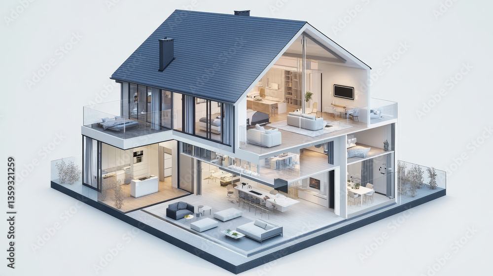 Poster smart home. wireless technologies of future 3d illustration. artificial intelligence and big data. i