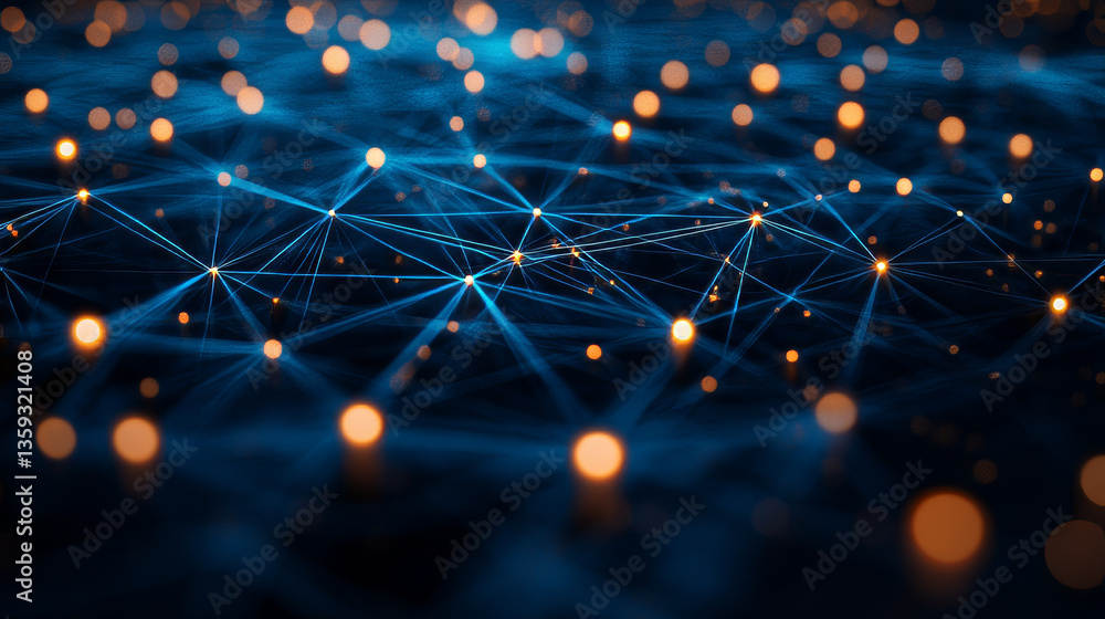 Poster global neural network. communication technology of the future. big data concept. 3d illustration of 