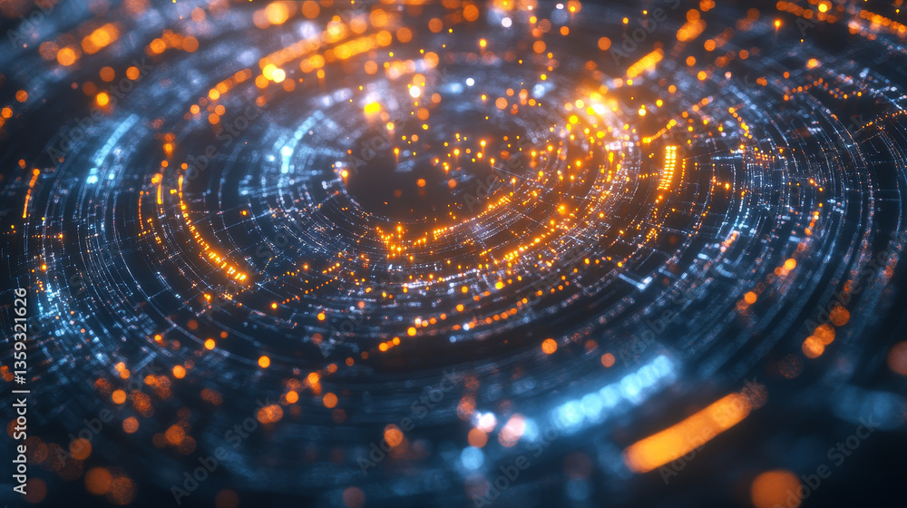 Poster global neural network. communication technology of the future. big data concept. 3d illustration of 