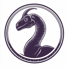 Classic Circular Emblem of a Detailed Parasaurolophus Dinosaur Head