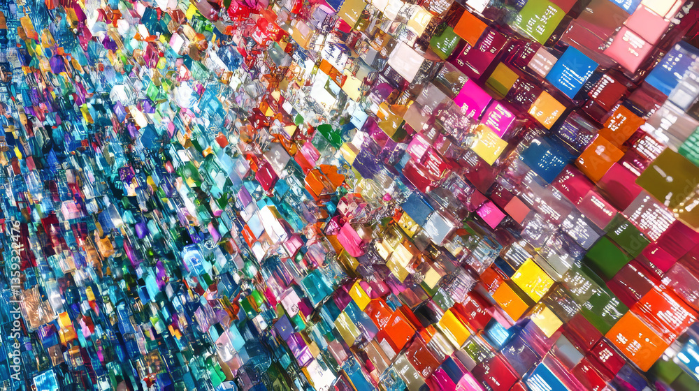 Poster abstract binary code. cloud data. blockchain technology. digital cyberspace. big data concept 3d ill