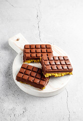 Dubai chocolate bar with pistachio paste and kadaif dough