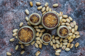 Trendy dessert dubai chocolate magnolia.