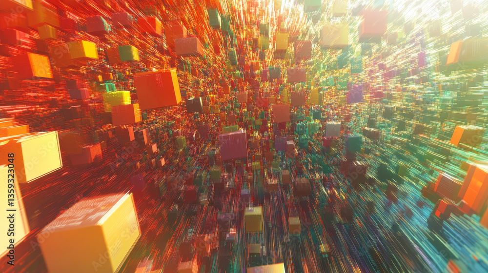 Poster abstract binary code. cloud data. blockchain technology. digital cyberspace. big data concept 3d ill