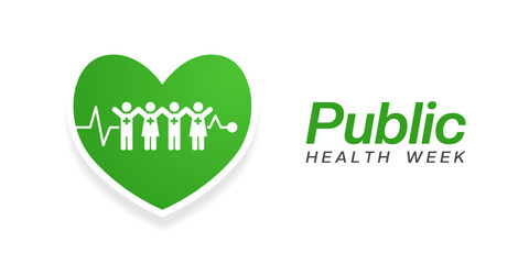 May Is National Public Health Week. People and heart. Great for posters, banners, social media and more. White background. 