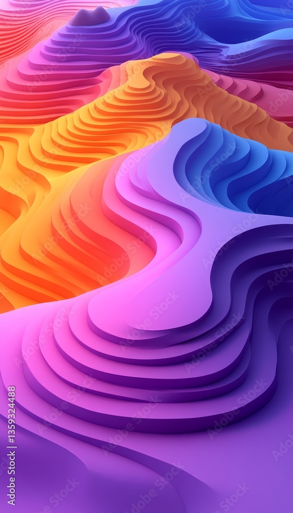 Poster pastel rainbow gradient abstract wave pattern a minimalist and elegant 3d background for text