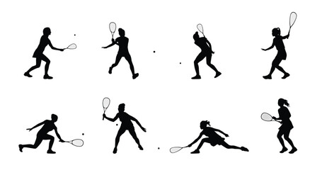 Obraz premium Female squash player silhouette