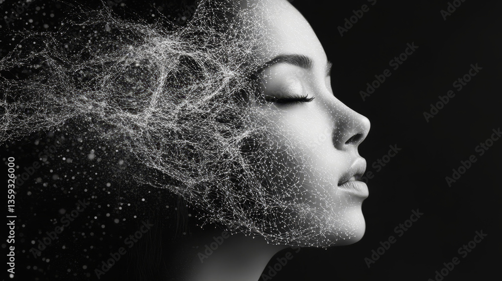 Poster artificial neural network. computer intelligence based on the nerve cells of the human brain. modern