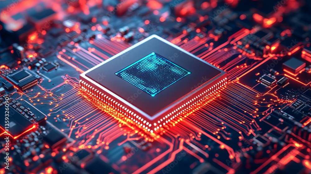 Poster artificial intelligence. digital mind. wireless network technology. 3d illustration of an innovative