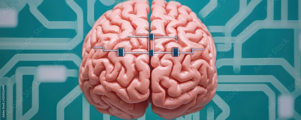 Aufkleber cyber security awareness firewall training concept. digital brain illustration with circuit patterns