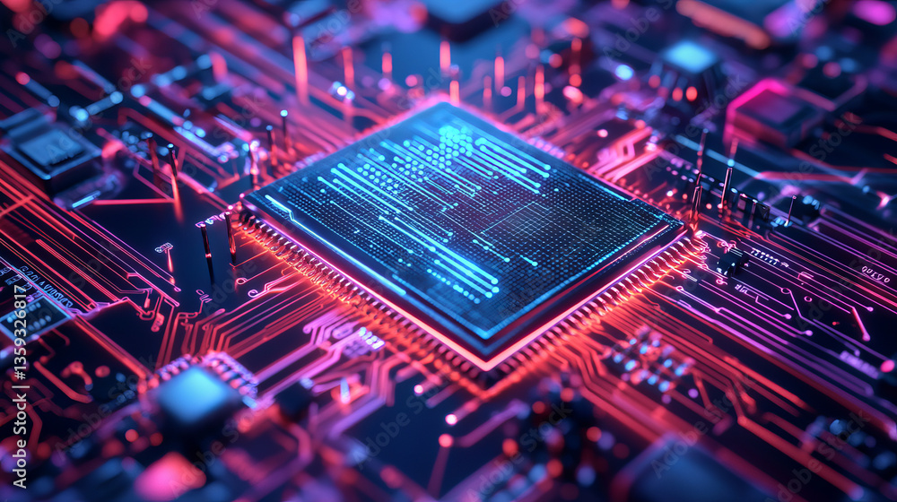 Poster ai concept, sci-fi. nanotechnological cocoon, futuristic processor in microcosm. high-tech and nanos