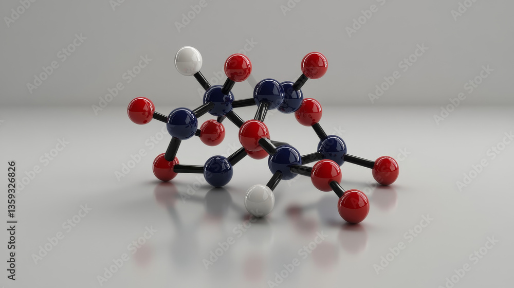 Poster abstract molecule model. digital technology in genetic engineering. artificial intelligence in molec