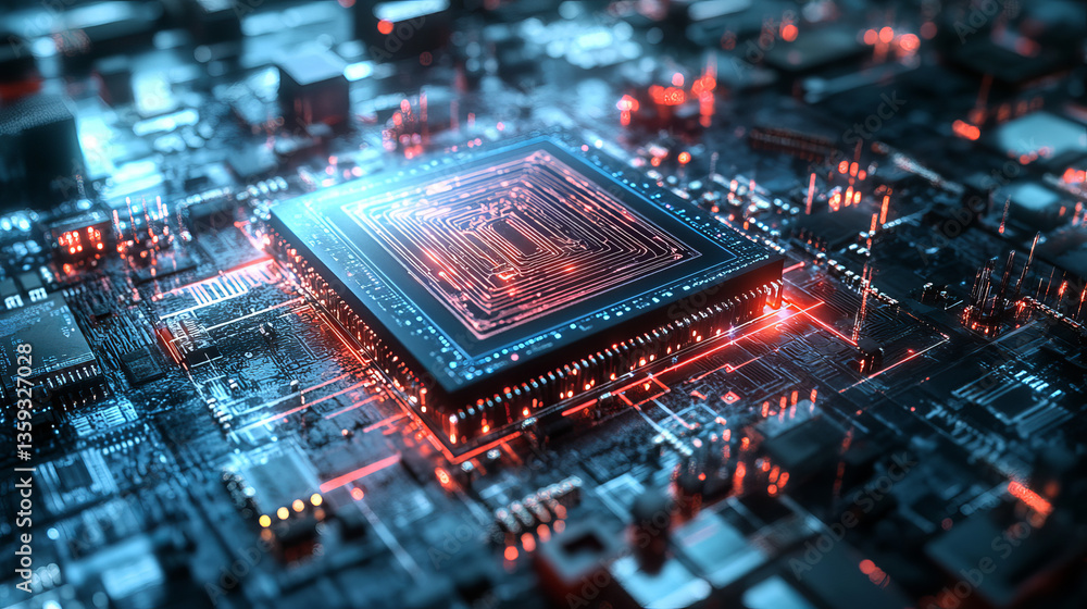 Poster ai concept, sci-fi. nanotechnological cocoon, futuristic processor in microcosm. high-tech and nanos