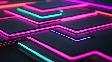 Cyber security Awareness firewall training concept. Neon light patterns on a dark background.