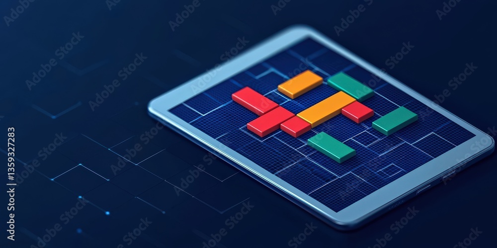 Poster cyber security awareness firewall training concept. digital tablet displaying a colorful grid layout