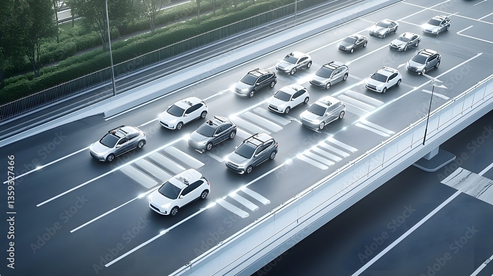Aufkleber Advanced highway infrastructure monitoring autonomous vehicles using sensors signaling and traffic flow optimization technologies