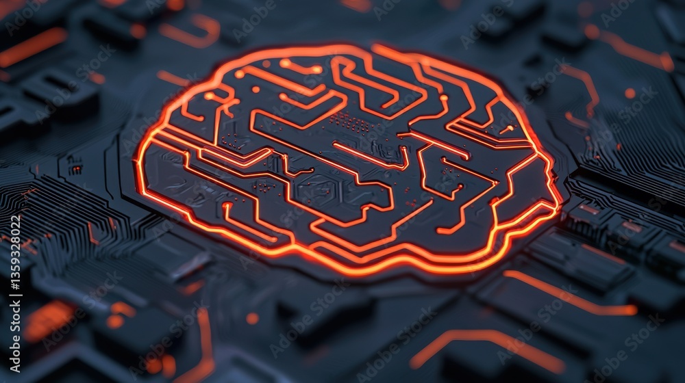 Aufkleber cyber security awareness firewall training concept. abstract circuit design resembling a brain on a 