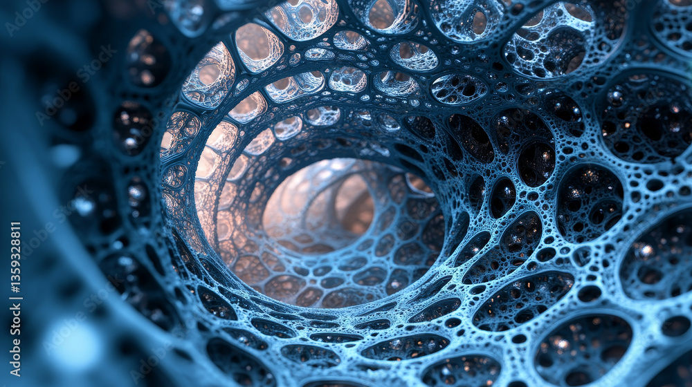Poster fantastic 3d illustration. interlacing and whirling of abstract forms. network and web in structure 